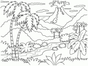 Disegno di vulcano da stampare e colorare 8
