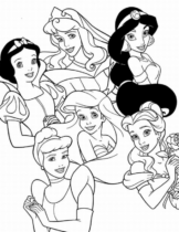 Disegni di Tutte le Principesse Disney da colorare