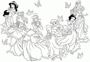 Disegno di Tutte le principesse Disney da stampare e colorare 105