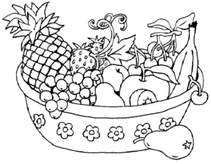 Disegno di cesto di frutta da stampare e colorare 8