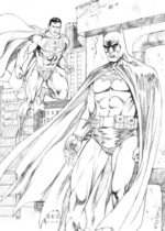 Disegni di Batman e Superman da colorare