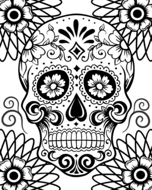 Disegno di teschio e scheletro da stampare e colorare 59