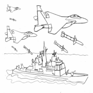 Disegno di nave militare da stampare e colorare 2