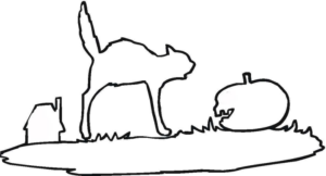 Disegno di gatto di halloween da stampare e colorare