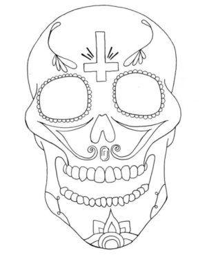 Disegno di teschio e scheletro da stampare e colorare 32
