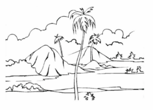 Disegno di paesaggio da stampare e colorare 3