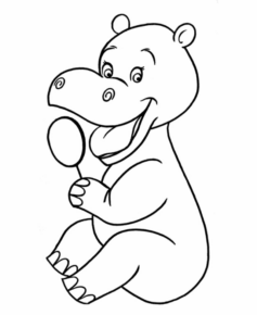 Disegno di ippopotamo da stampare e colorare 14