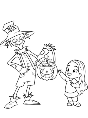 Disegno di bambino ad Halloween da stampare e colorare 6