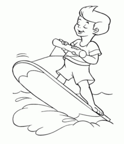 Disegno di sci nautico da stampare e colorare 1