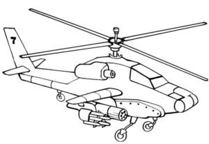 Disegno di elicottero militare da stampare e colorare