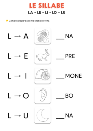 15 Schede sulle Sillabe da Stampare - SchedeDidattiche.it