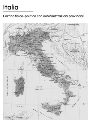 Italia cartina politica dettagliata bn
