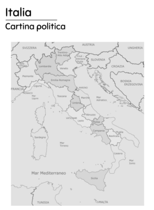 Italia cartina politica semplificata bn