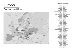 europa cartina politica capitali bn