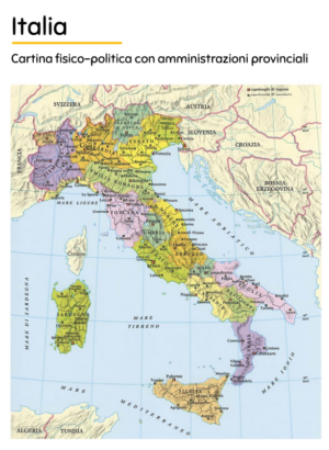 Italia cartina politica dettagliata colori