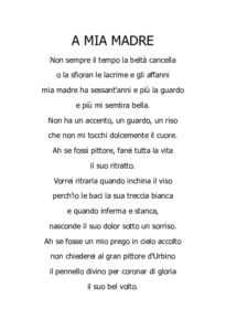 A mia madre (E.De Amicis)