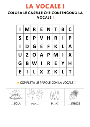 COLORA LE CASELLE CON LA VOCALE I
