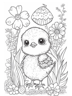 Easter chick coloring page 4