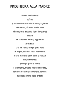 Preghiera alla Madre (Umberto Saba)