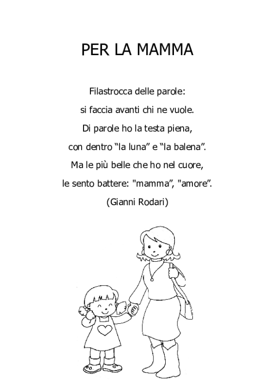 Per la Mamma (Gianni Rodari) - Schede Didattiche