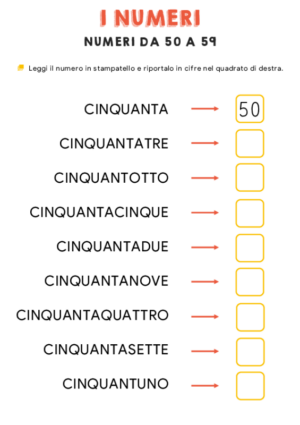 Numeri da 50 a  59