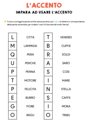 L’accento – Aggiungi l’accento