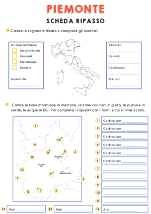 Scheda ripasso – Piemonte