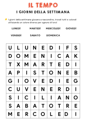 Il Tempo – I giorni della settimana – colora