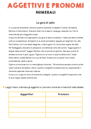Agg. e Pron. Numerali – Storia + Tabella
